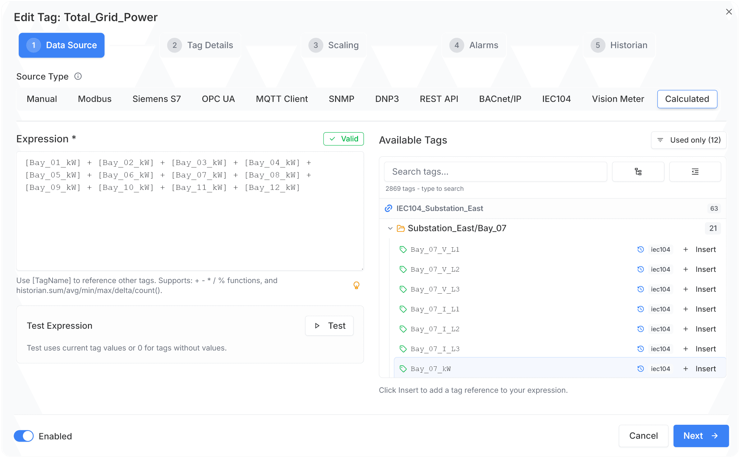 ScadaHud calculated tag editor