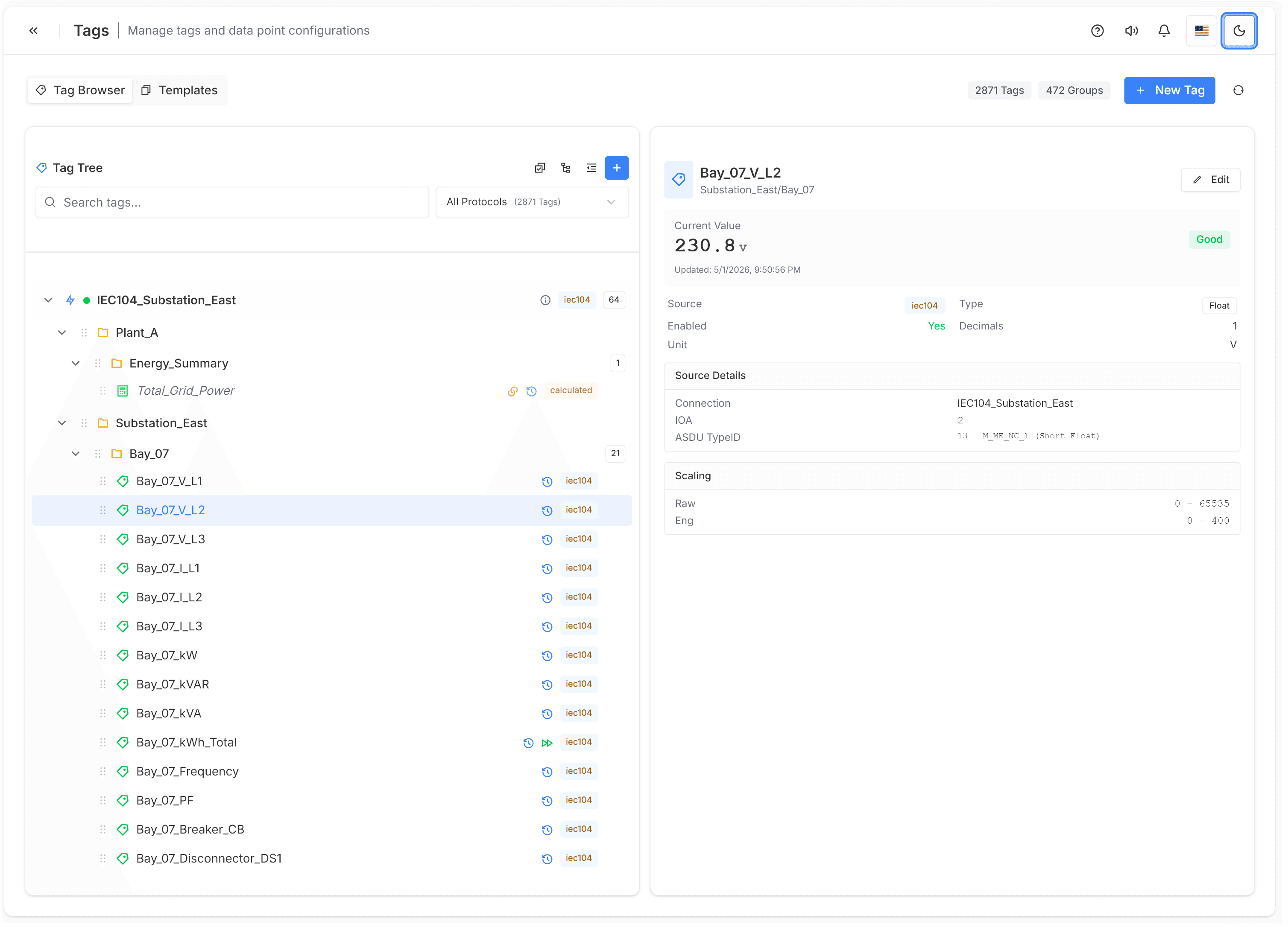 ScadaHud hierarchical tag browser